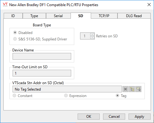 Allen-Bradley tag - SD tab