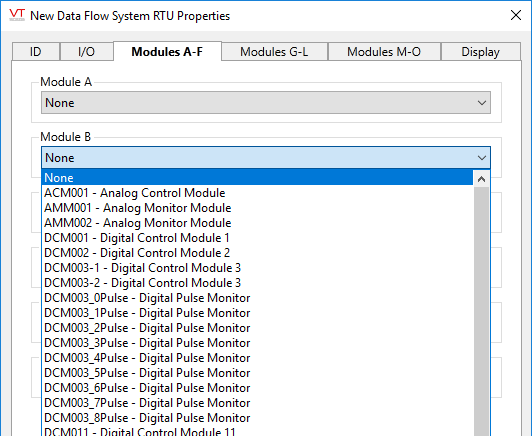 DataFlow RTU module selection