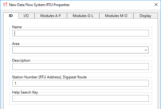 DataFlow RTU ID tab