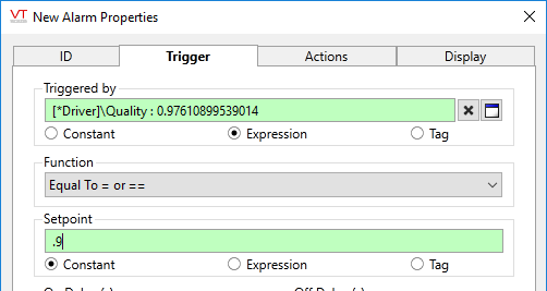 Driver alarm expression