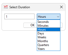 Enter a value in the numeric field and select a unit of time from the dropdown.
