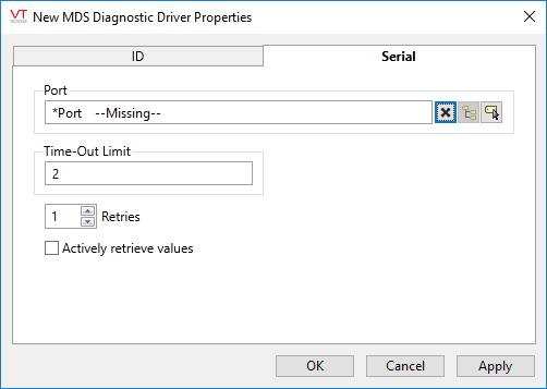 MDS Diagnostic driver serial tab