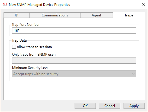 SNMP tag - traps tab