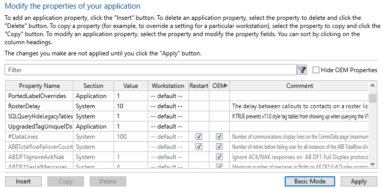The Edit Properties screen
